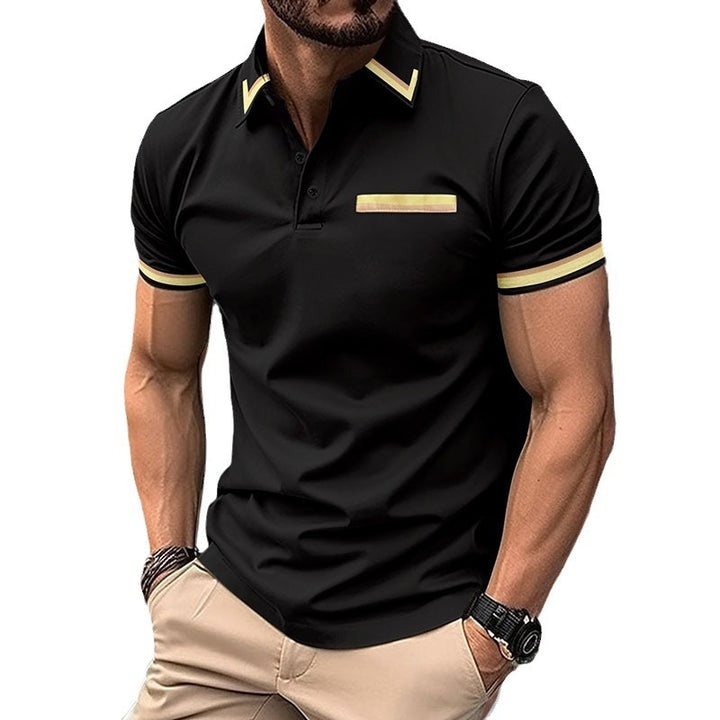 Herren Polohemd mit kontrastierenden Akzenten und Stickdetails Echoarchiv