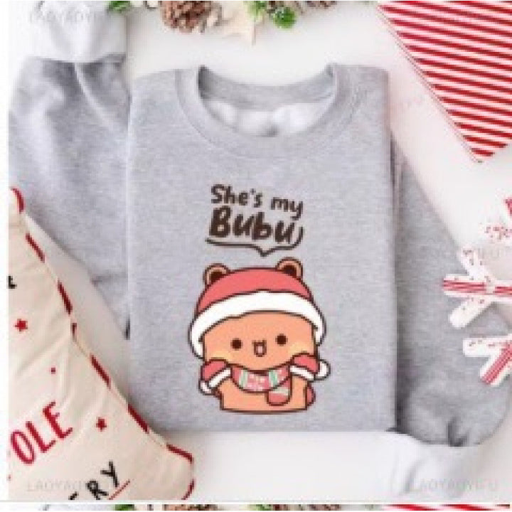 Unisex nan kuscheliges Baumwoll-Sweatshirt mit niedlichem Bären-Print und Rundhalsausschnitt Echo Archiv