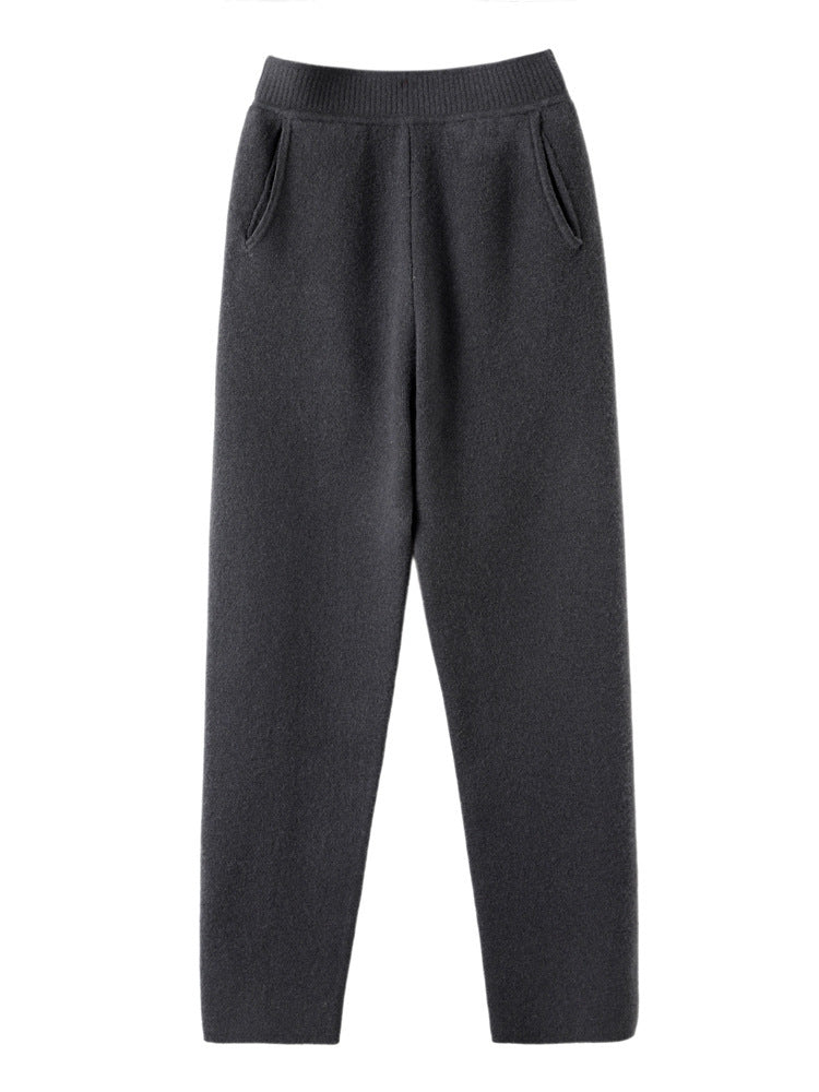Damen Hochtaillierte Strickhose mit kaschmirähnlicher Haptik und schmal zulaufendem Bein Echoarchiv