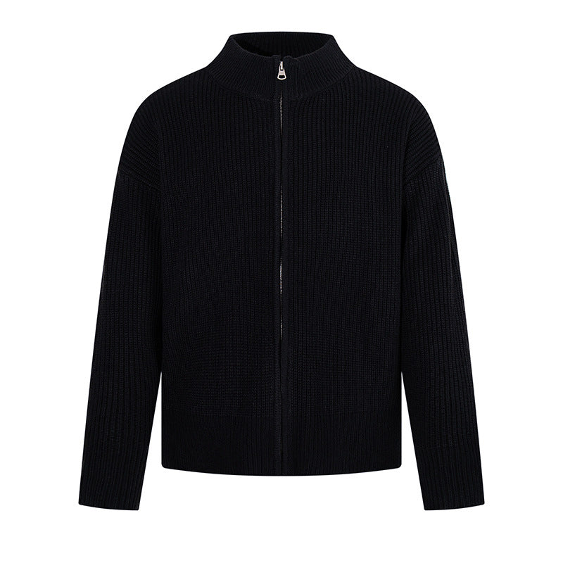 Damen Grobstrick-Zipjacke mit Stehkragen und oversized Passform Echoarchiv