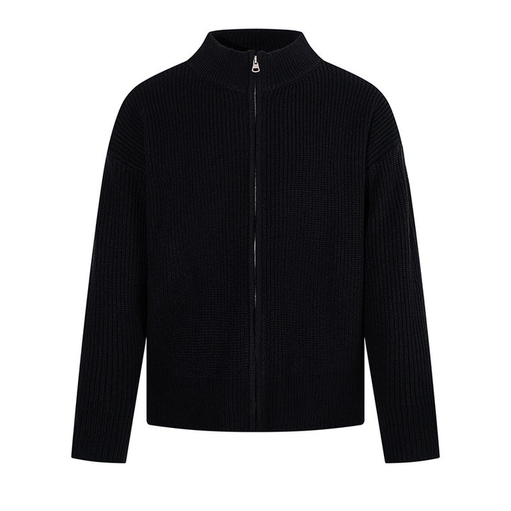 Damen Grobstrick-Zipjacke mit Stehkragen und oversized Passform Echoarchiv