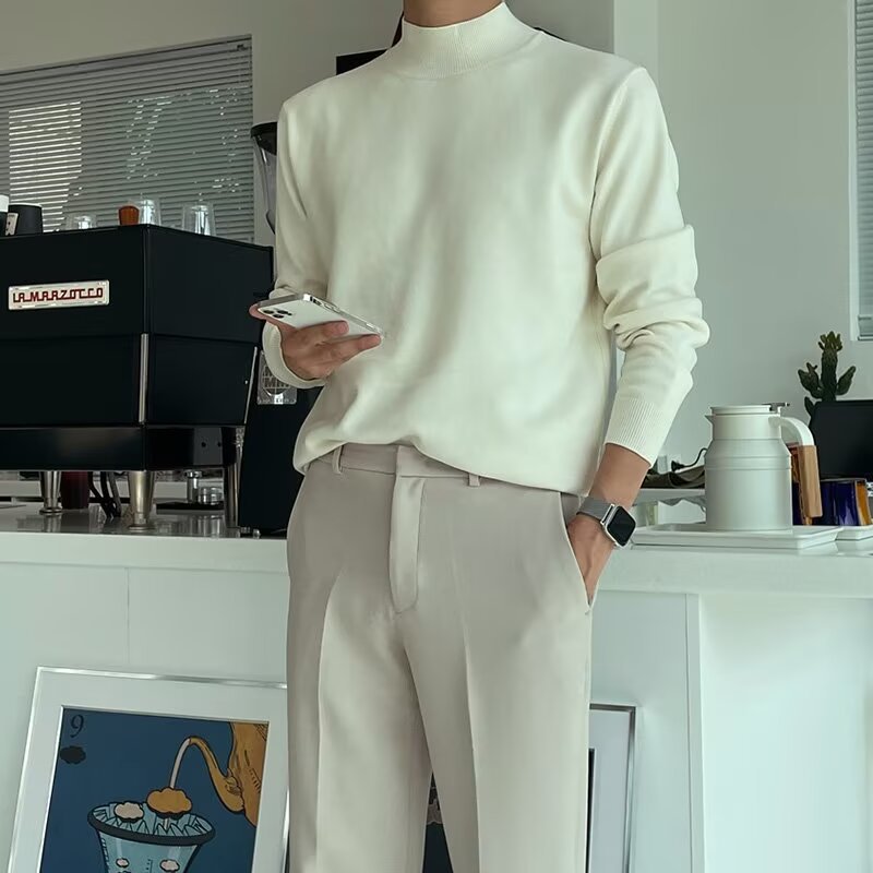 Herren Eleganter Pullover mit Mock-Neck Echoarchiv