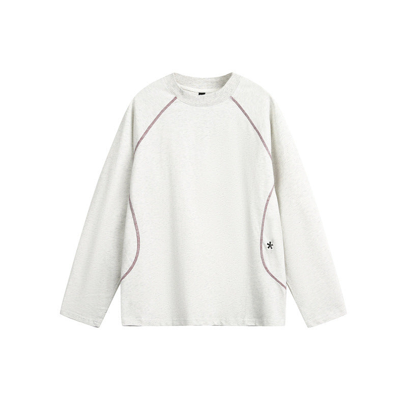 Unisex Relaxed‑Fit Langarmshirt mit Rundhalsausschnitt, kontrastierenden Flatlocknähten und weichem Loopback-Finish Echoarchiv