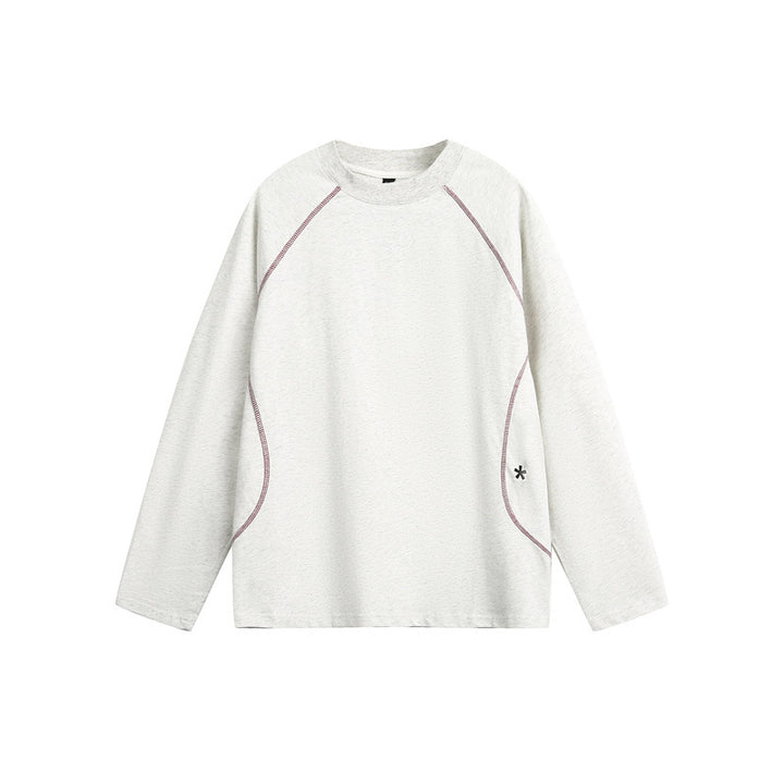Unisex Relaxed‑Fit Langarmshirt mit Rundhalsausschnitt, kontrastierenden Flatlocknähten und weichem Loopback-Finish Echoarchiv