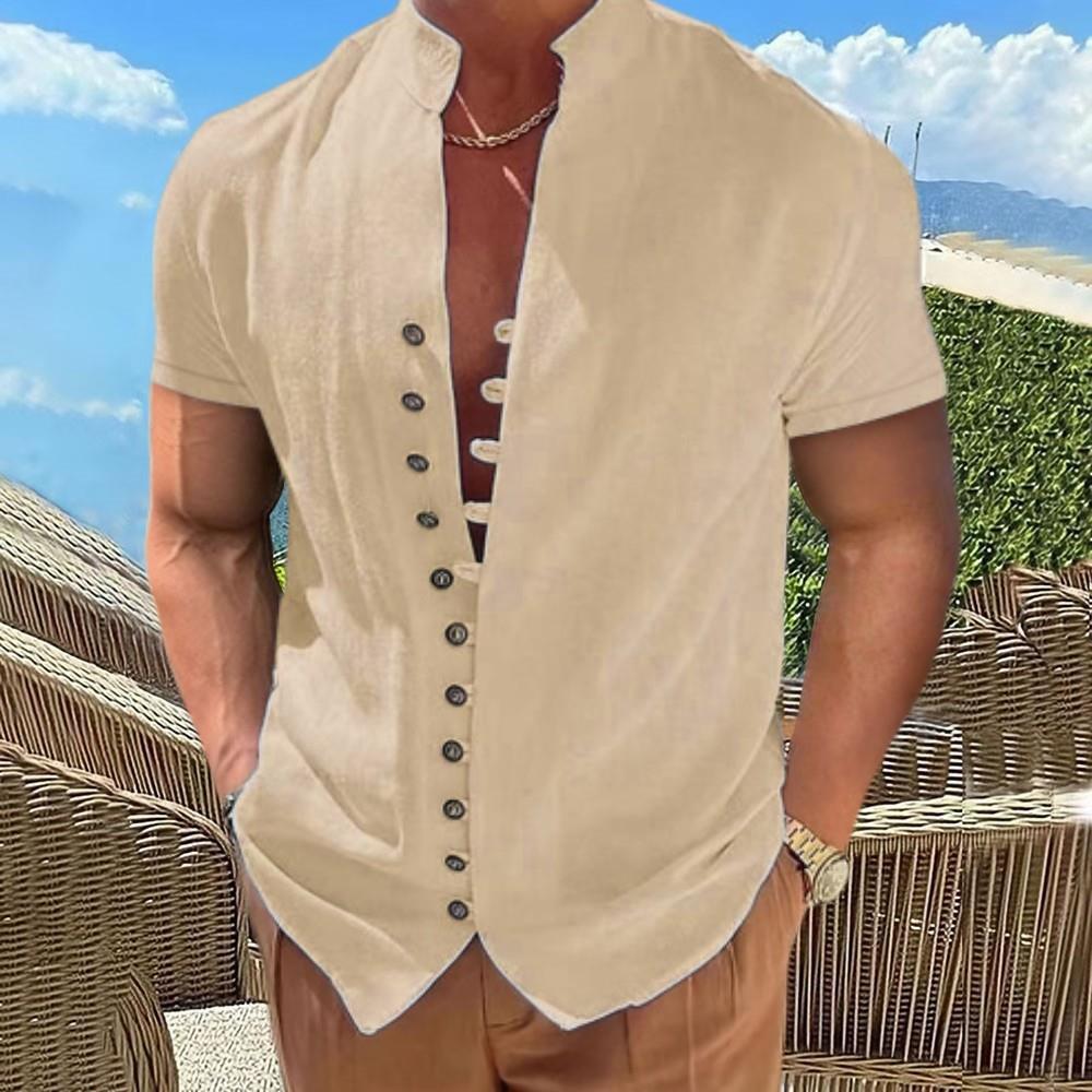 Herren modisches Kurzarm Hemd mit innovativer Knopfleiste Echoarchiv