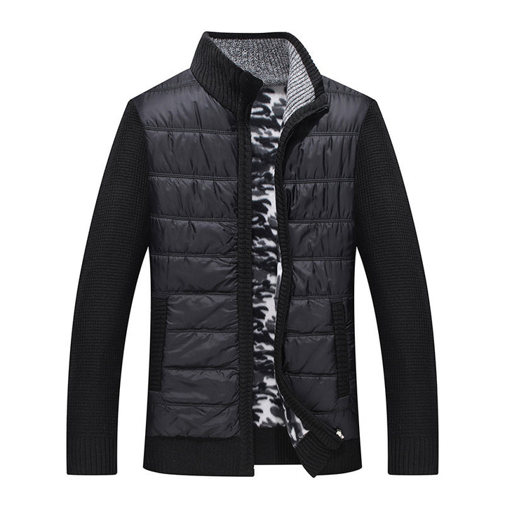 Herren gesteppte Übergangsjacke mit Strickärmeln und hohem Kragen Echoarchiv