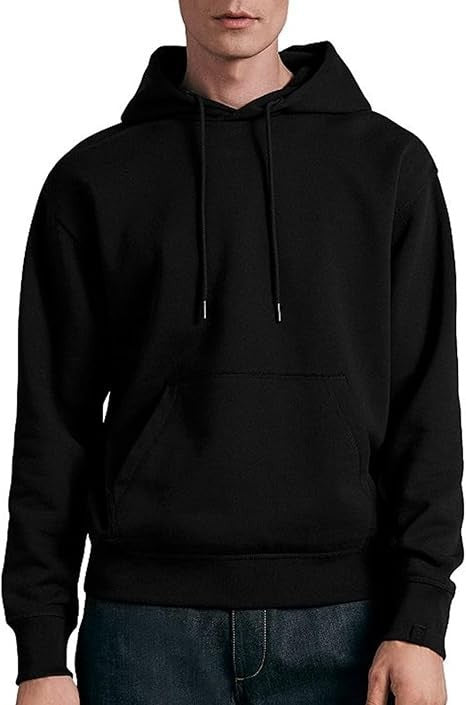 Herren lässiger Kapuzenpullover mit Kängurutasche, Tunnelzug und gerippten Bündchen – Cavarno