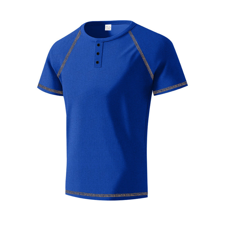 Herren sportliches T-Shirt mit modischem Knopfleisten-Design Echoarchiv