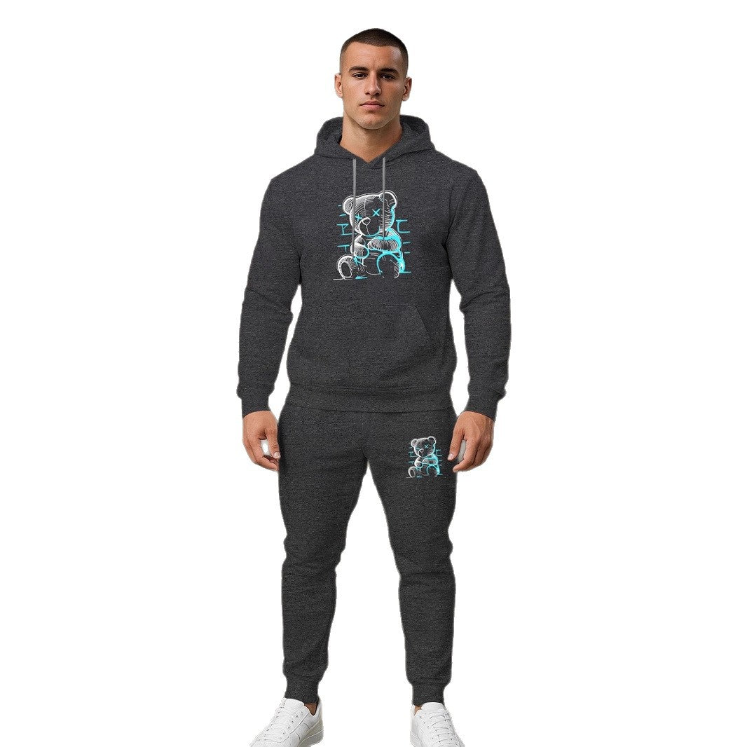 Herren bequemer Hoodie und Jogginghose Set mit einzigartigem Grafikdruck Echoarchiv