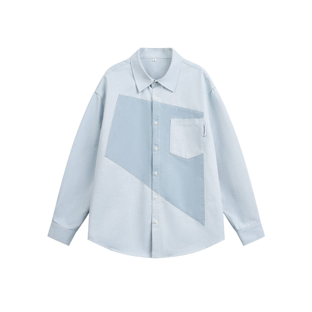 Unisex Oversize Patchwork-Jeanshemd mit kastigem Schnitt Echoarchiv