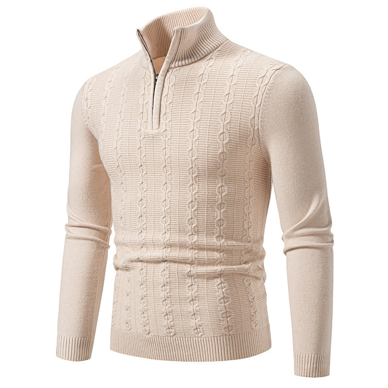 Herren Schmaler Halbzip-Zopfmuster-Pullover mit Thermo-Feinstrick und Rippsaum Echo Archiv
