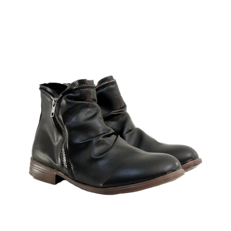 Damen Slouch‑Ankleboots mit dekorativem Reißverschluss und niedrigem Blockabsatz Echo Archiv