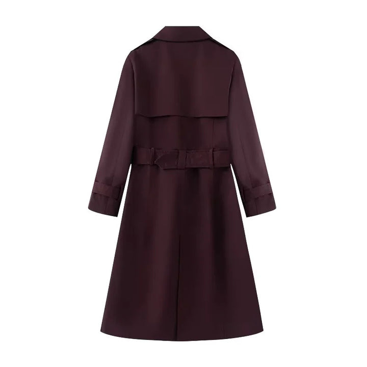 Damen taillierter Trenchcoat mit doppelreihiger Knopfleiste, Bindegürtel und Schulterpatten – Montévia