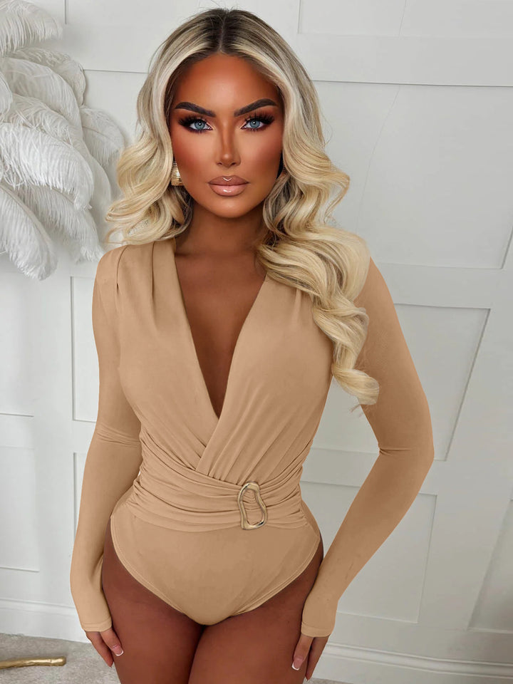 Damen Body mit tiefem V-Ausschnitt und schmalem Gürtel Echo Archiv