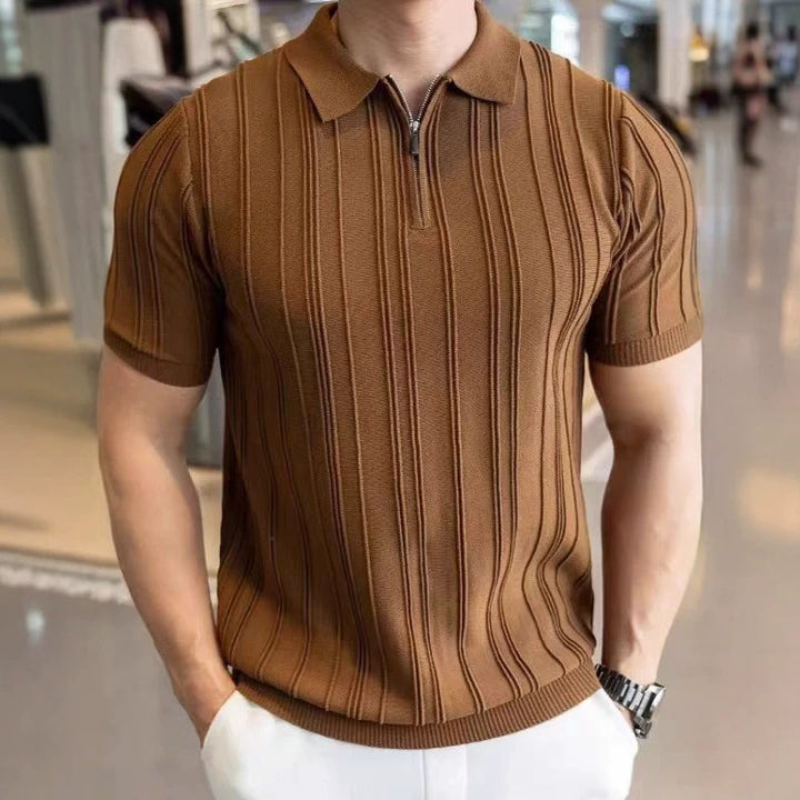 Stylisches kurzärmliges Poloshirt für Männer mit halbem Reißverschluss Echo Archive