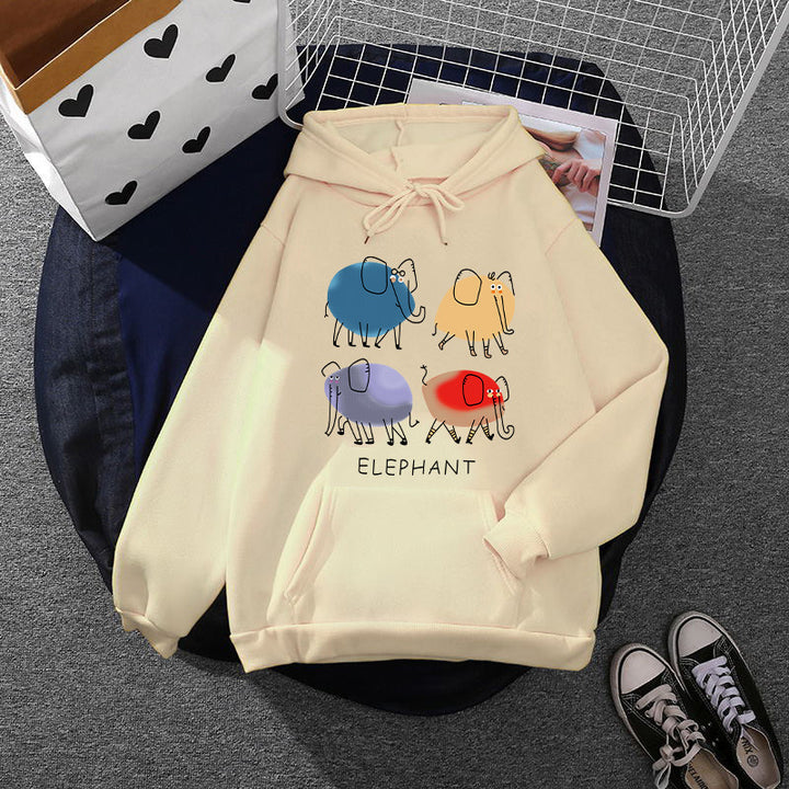 Damen Kapuzenpullover mit minimalistischer Grafik, lockerer Oversize-Passform und Kängurutasche – Auréline