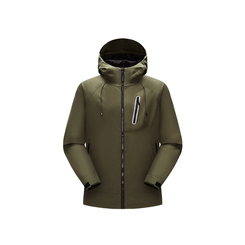 Herren Wasserdichte Softshell-Regenjacke mit verstellbarer Kapuze und Brustreißverschluss Echo Archiv