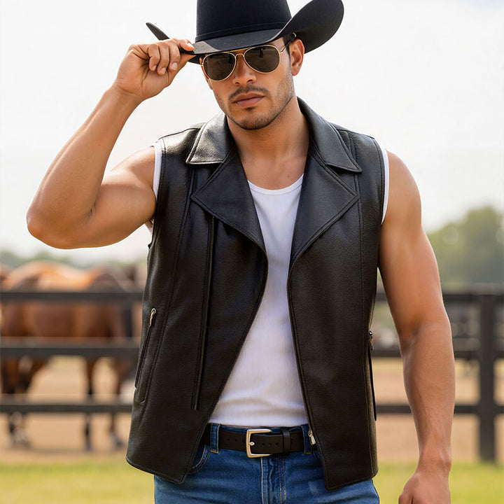Herren Modische Kunstlederjacke mit hohem Kragen Echo Archiv