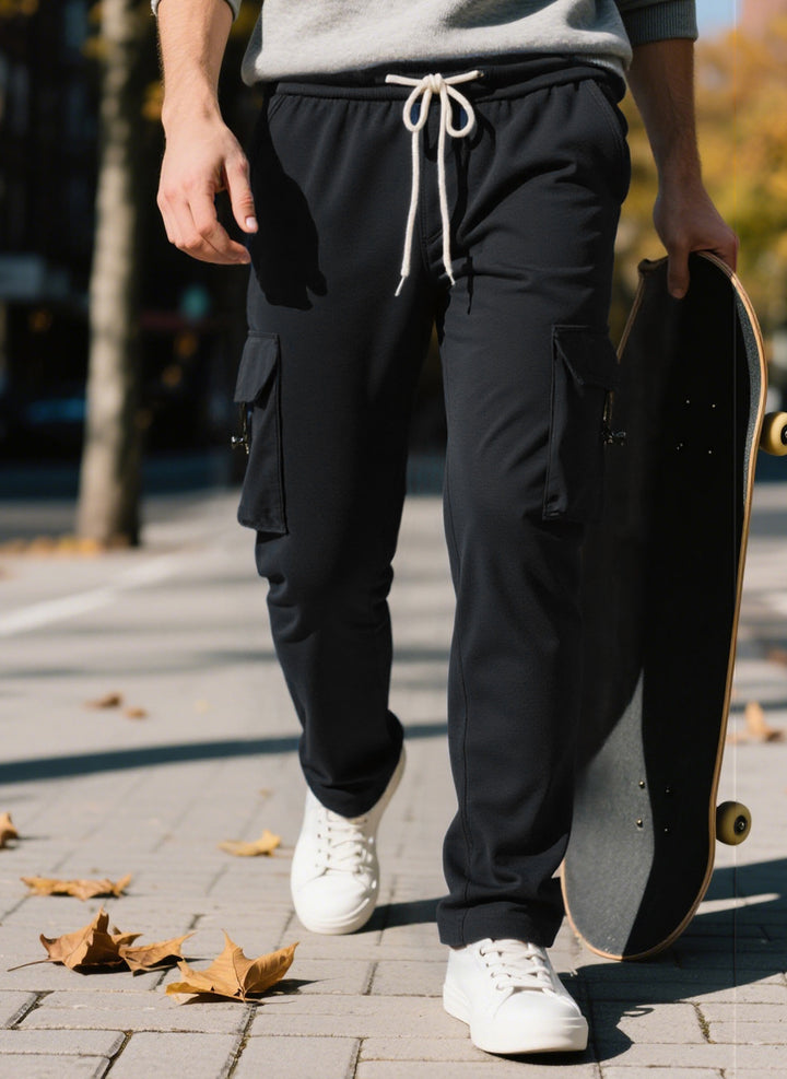 Herren lässige Cargo-Sporthose mit elastischem Bund und praktischen Reißverschlusstaschen Echoarchiv