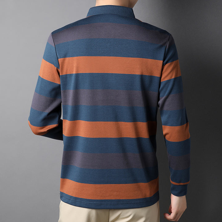 Herren langärmliges Polohemd mit gestreiftem Design Echoarchiv