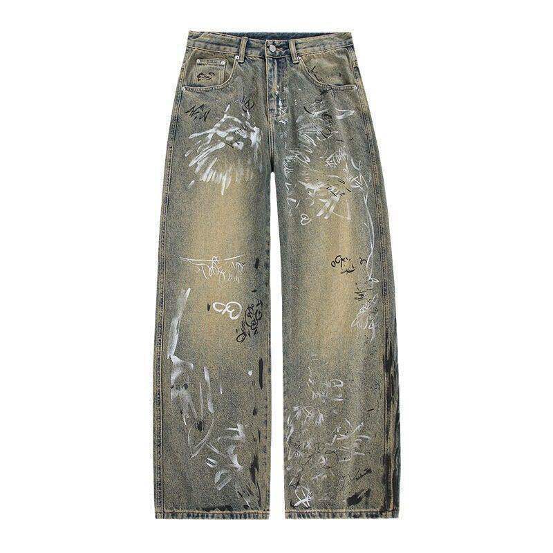 Damen Modische Graffiti Jeans Echoarchiv