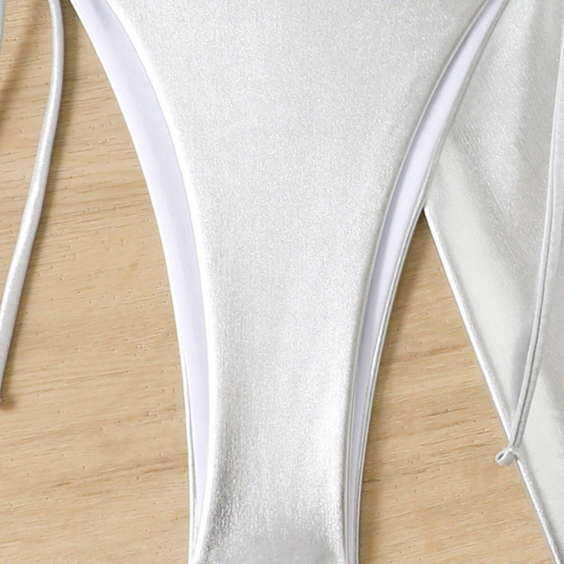 Damen Glänzendes Triangel-Bikini-Set mit Wickelrock Echo Archiv