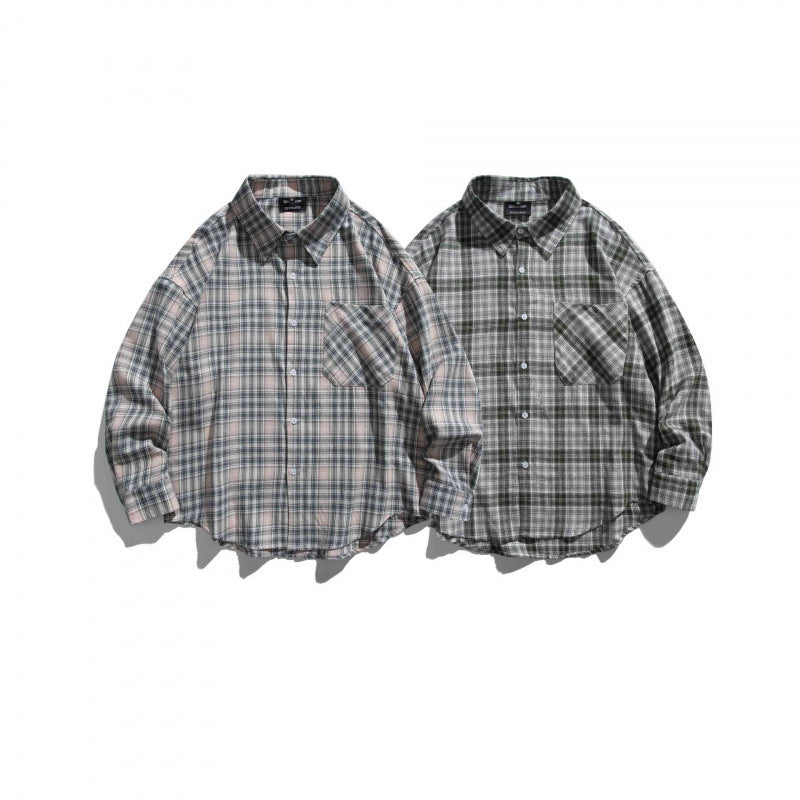 Unisex Oversize Karo‑Hemdjacke im Boxy‑Cut mit Brusttasche und abgerundetem Saum Echo Archiv
