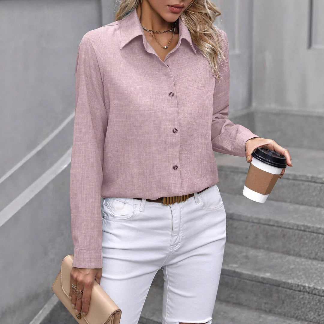 Damen Leichte Hemdbluse aus Leinenoptik mit klassischem Kragen und geradem Schnitt Echo Archiv