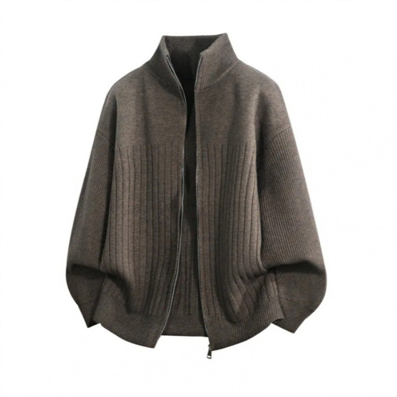 Herren modische Strickjacke mit hohem Kragen und strukturiertem Design Echoarchiv