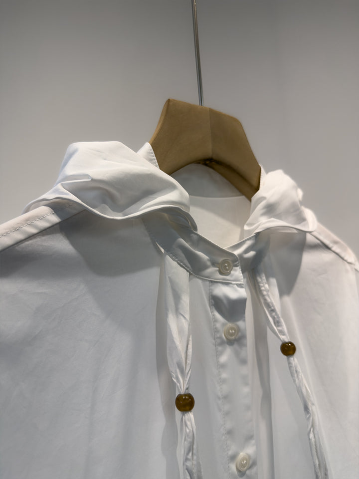 Damen Stylisches Kapuzenhemd mit Knöpfen Echoarchiv