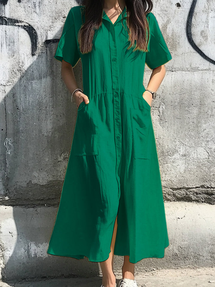 Damen Midi-Kleid mit Knopfleiste und praktischen Taschen Echo Archiv