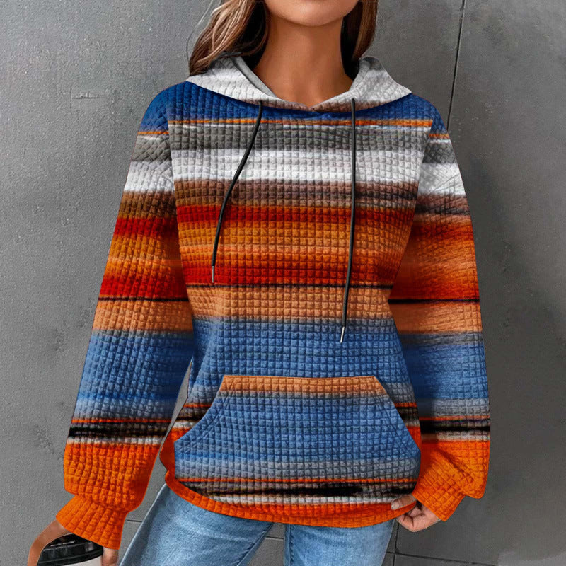 Damen Modischer Kapuzenpullover im Karodesign Echoarchiv