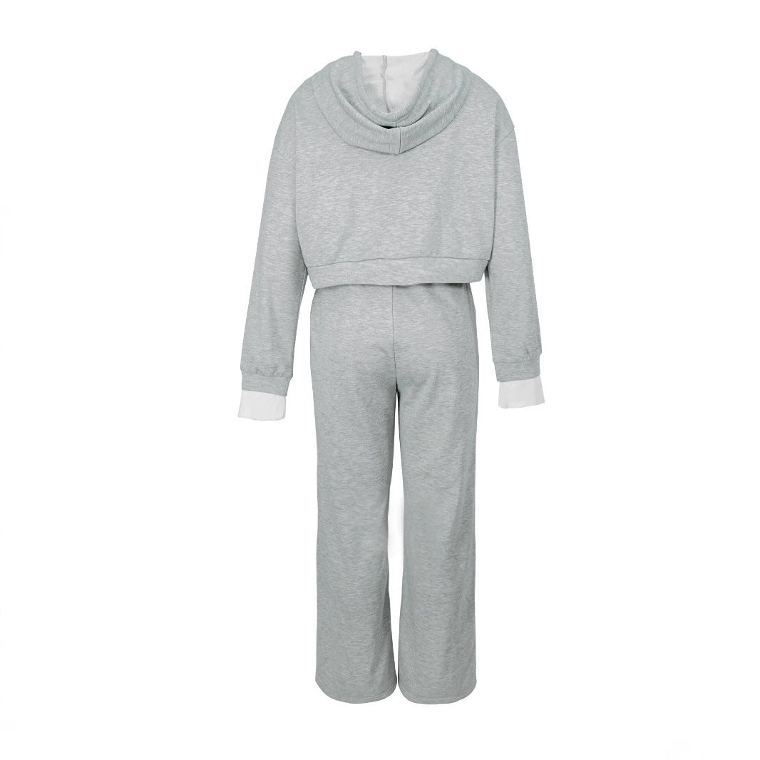 Damen nan kurzes Hoodie- und weite Jogger-Set aus weichem Baumwollmix Echo Archiv
