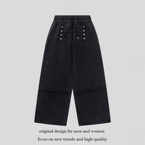 Damen Weite Culotte-Hose mit hohem Gummibund, Kordelzug und dekorativer Knopfblende Echoarchiv
