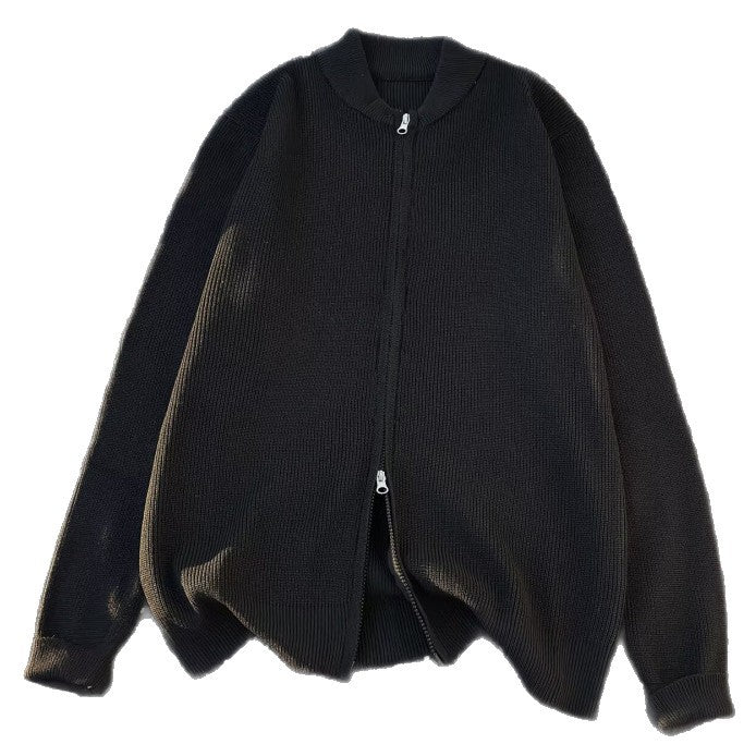 Unisex Oversize-Zopfmuster-Halbzip-Pullover mit extra hohem Rippkragen und schwerer Baumwollmischung Echoarchiv