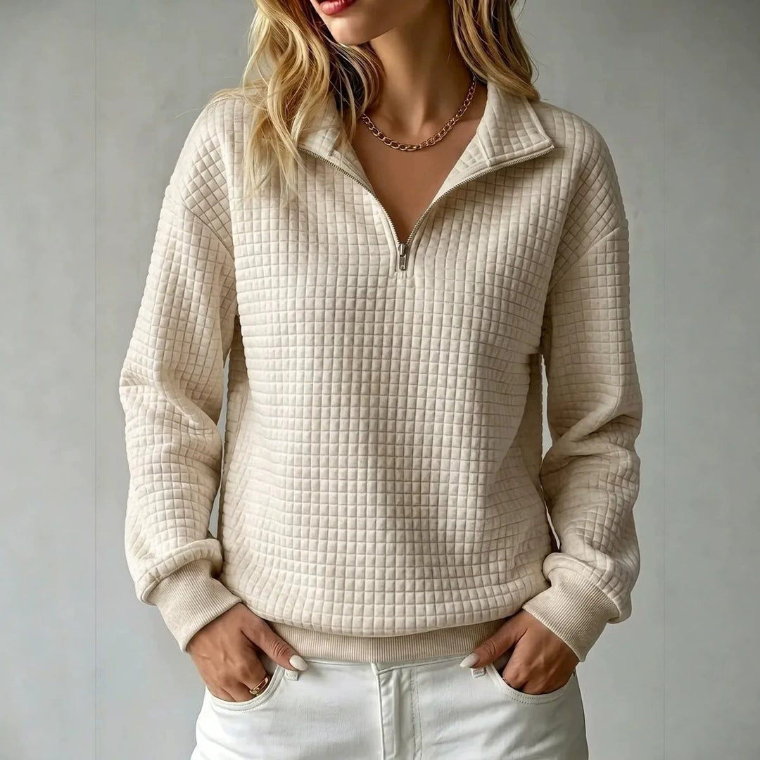Damen Stepp-Fleece-Pullover mit halbem Reißverschluss und Stehkragen Echo Archiv