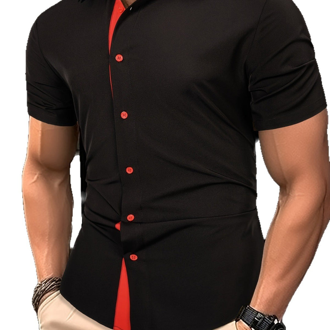 Herren Kurzarmhemd mit modernem Kontrastkragen und schickem Button-Design Echoarchiv