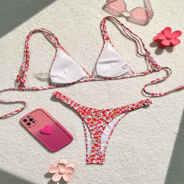 Damen Triangel-Bikini mit floralem Design und verstellbaren Trägern Echo Archiv