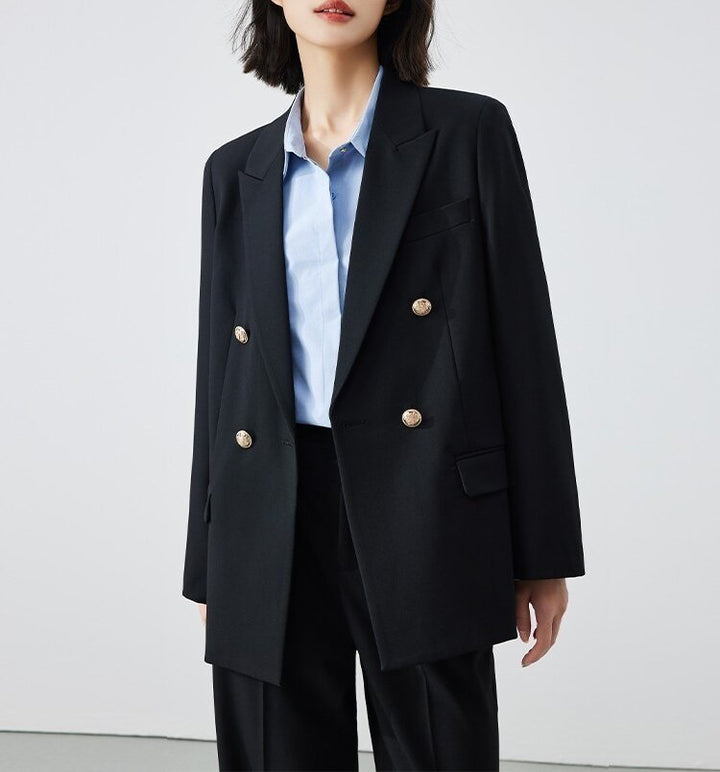 Damen Doppelreiher Blazer mit glänzenden Knöpfen Echoarchiv