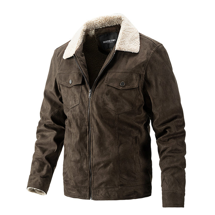 Herren Steppjacke im Biker-Stil mit warmem Teddykragen Echoarchiv
