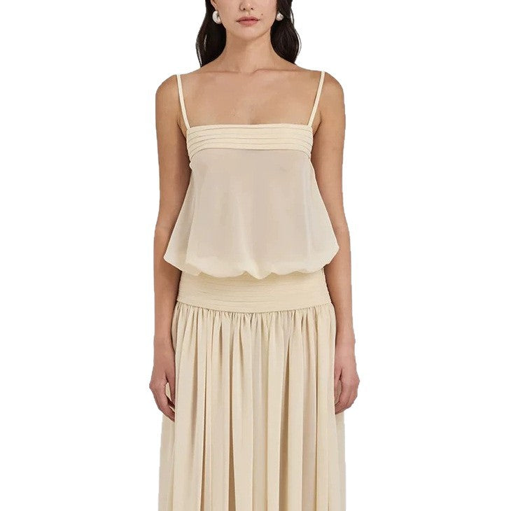 Damen Maxi-Kleid mit fließendem Chiffon-Oberteil und elastischem Bund Echo Archiv