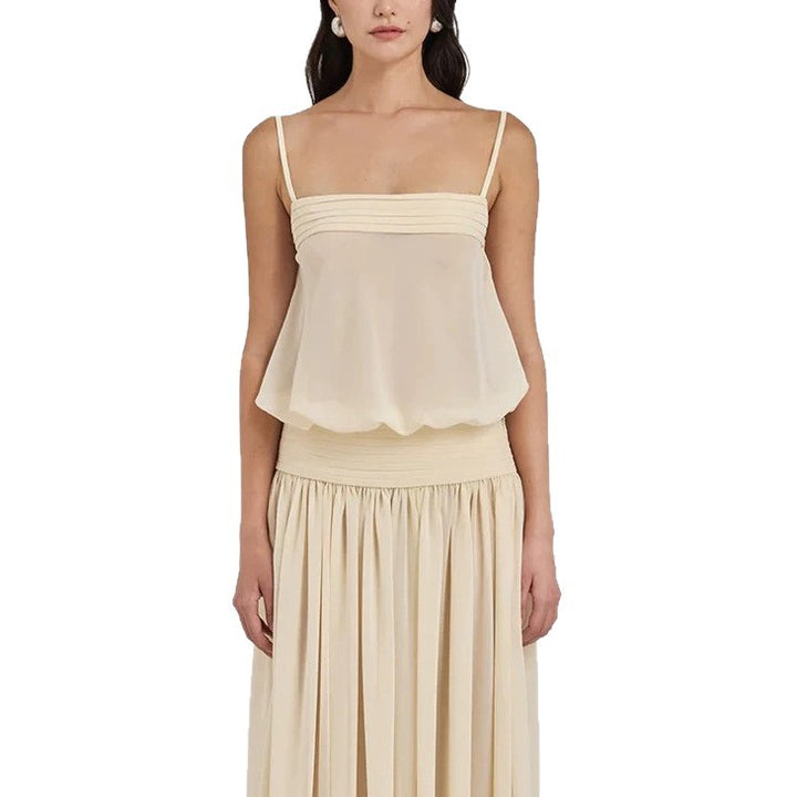 Damen Maxi-Kleid mit fließendem Chiffon-Oberteil und elastischem Bund Echo Archiv