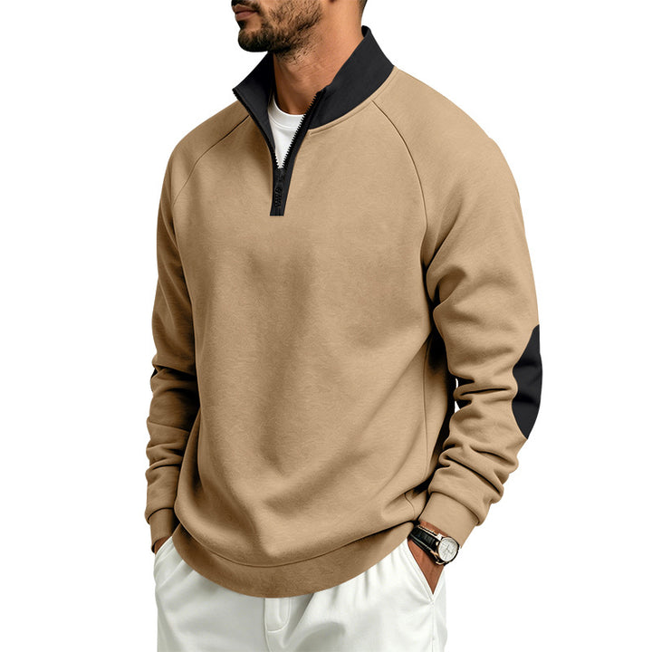 Herren Halbzip-Pullover mit Stehkragen und Ellbogen-Patches Echoarchiv