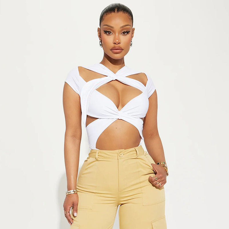 Damen Cut-Out Crop-Top Echo Archiv