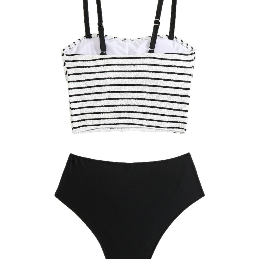 Damen Hochtailliertes Bikini-Set mit gestreiftem Oberteil Echo Archiv
