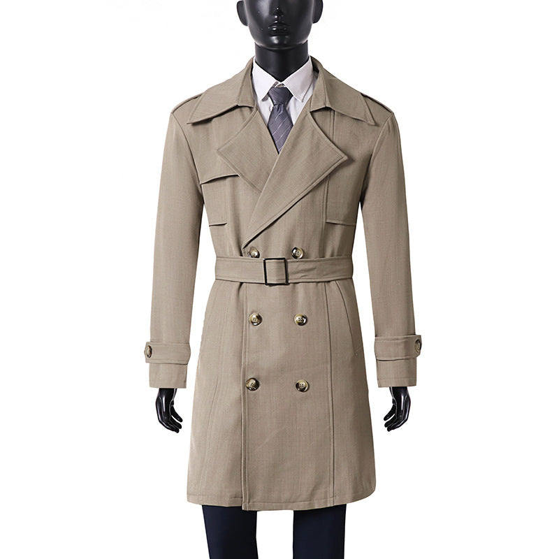 Damen Doppelreihiger Trenchcoat mit weitem Schalkragen und Epauletten Echoarchiv