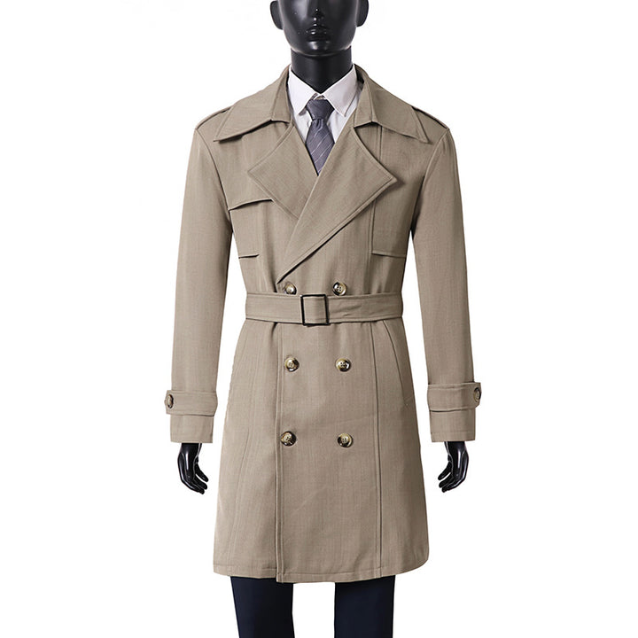 Damen Doppelreihiger Trenchcoat mit weitem Schalkragen und Epauletten Echoarchiv