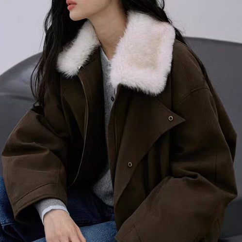 Damen Modische und bequeme Übergangsjacke mit Teddykragen Echoarchiv