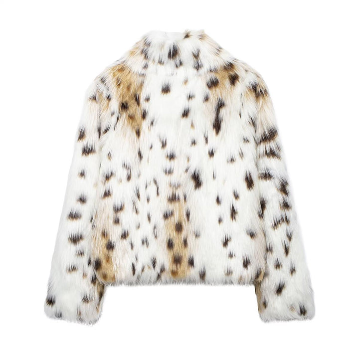 Damen Kurzjacke aus luxuriösem Kunstpelz mit gefleckter Felloptik und gerader Silhouette Echo Archiv