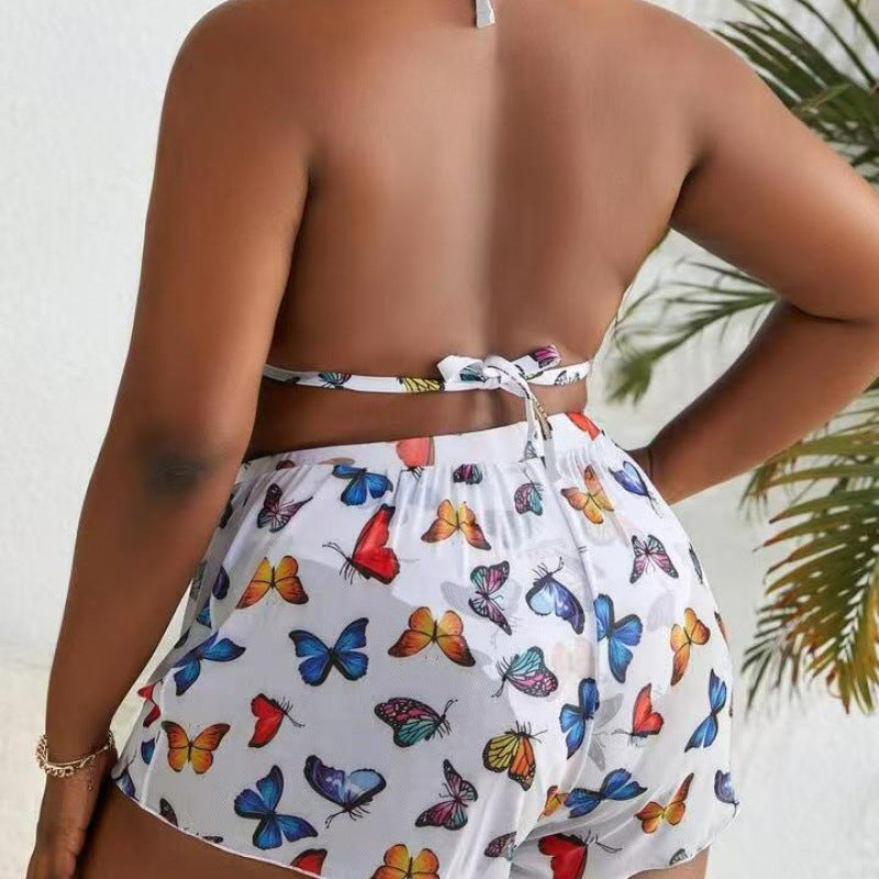 Damen Bikiniset mit modischen Shorts und buntem Schmetterlingsdesign Echo Archiv